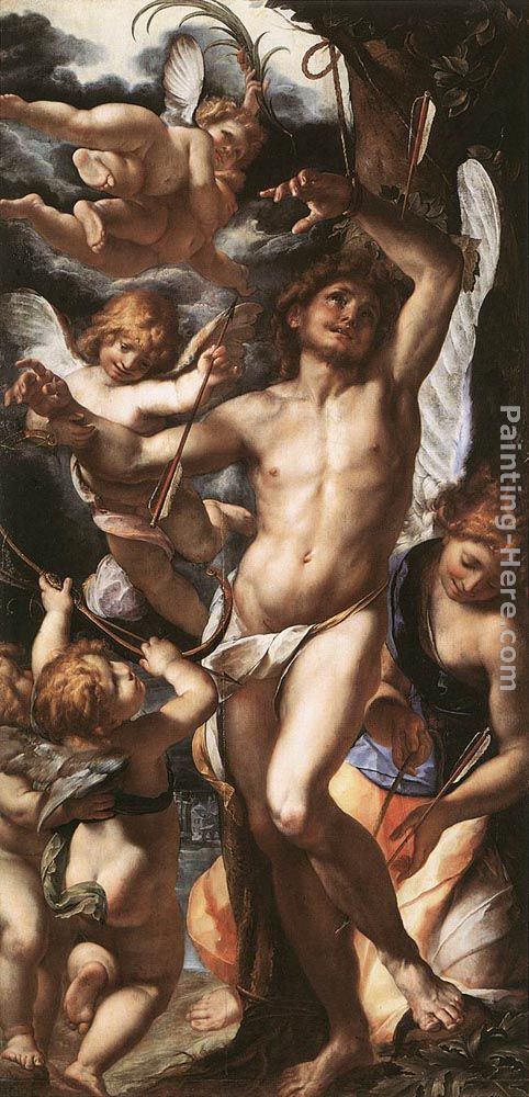 St Sebastian Tended by Angels painting - Giulio Cesare Procaccini St Sebastian Tended by Angels art painting